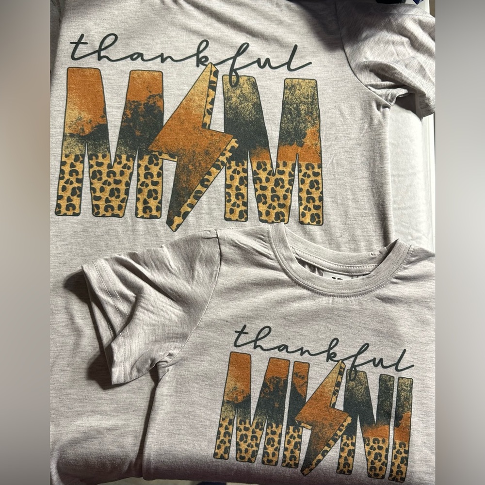 Thankful Mom and Mini Matching Set! Size Small Adult Unisex & Size 4T Kids Shirt